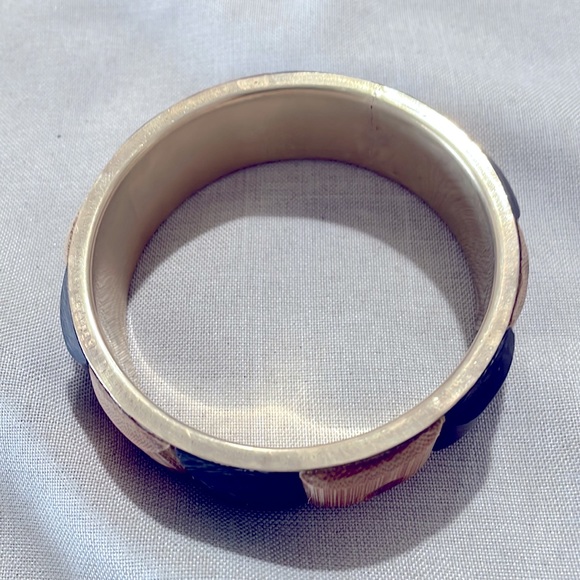 Brass & Polished Wood Bangle Bracelet - Picture 3 of 7